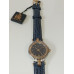 VINTAGE Lanvin γυναικείο ρολόι με επίχρυσο και ασημί καντράν και μπλε δερμάτινο λουράκι (VIN24)
